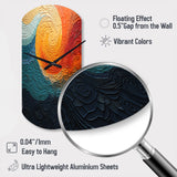 Teal Orange Op Art Rhythmic Illusion III - Asymmetric Metal Wall Clock