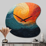 Teal Orange Op Art Rhythmic Illusion III - Asymmetric Metal Wall Clock