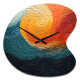 Teal Orange Op Art Rhythmic Illusion III - Asymmetric Metal Wall Clock