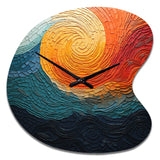 Teal Orange Op Art Rhythmic Illusion III - Asymmetric Metal Wall Clock