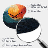 Teal Orange Op Art Rhythmic Illusion III - Asymmetric Metal Wall Clock