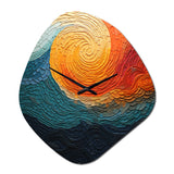 Teal Orange Op Art Rhythmic Illusion III - Asymmetric Metal Wall Clock