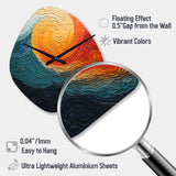 Teal Orange Op Art Rhythmic Illusion III - Asymmetric Metal Wall Clock