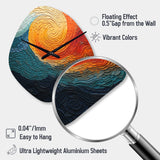 Teal Orange Op Art Rhythmic Illusion III - Asymmetric Metal Wall Clock
