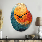 Teal Orange Op Art Rhythmic Illusion III - Asymmetric Metal Wall Clock