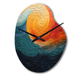 Teal Orange Op Art Rhythmic Illusion III - Asymmetric Metal Wall Clock