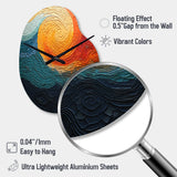 Teal Orange Op Art Rhythmic Illusion III - Asymmetric Metal Wall Clock