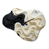 Black White Opt Art Contrasting Waves - Asymmetric Metal Wall Clock