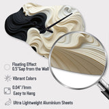 Black White Opt Art Contrasting Waves - Asymmetric Metal Wall Clock