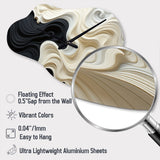 Black White Opt Art Contrasting Waves - Asymmetric Metal Wall Clock