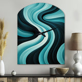Turquoise Black Opt Art In - Asymmetric Metal Wall Clock