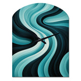 Turquoise Black Opt Art In - Asymmetric Metal Wall Clock