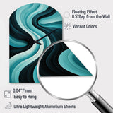 Turquoise Black Opt Art In - Asymmetric Metal Wall Clock