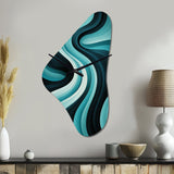 Turquoise Black Opt Art In - Asymmetric Metal Wall Clock