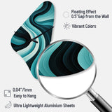 Turquoise Black Opt Art In - Asymmetric Metal Wall Clock