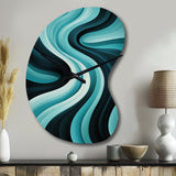 Turquoise Black Opt Art In - Asymmetric Metal Wall Clock