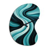 Turquoise Black Opt Art In - Asymmetric Metal Wall Clock
