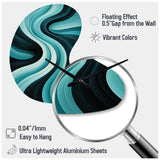 Turquoise Black Opt Art In - Asymmetric Metal Wall Clock