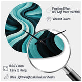 Turquoise Black Opt Art In - Asymmetric Metal Wall Clock