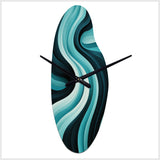 Turquoise Black Opt Art In - Asymmetric Metal Wall Clock