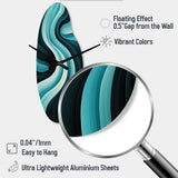 Turquoise Black Opt Art In - Asymmetric Metal Wall Clock