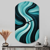 Turquoise Black Opt Art In - Asymmetric Metal Wall Clock