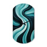 Turquoise Black Opt Art In - Asymmetric Metal Wall Clock