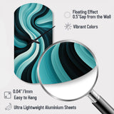 Turquoise Black Opt Art In - Asymmetric Metal Wall Clock