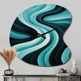 Turquoise Black Opt Art In - Asymmetric Metal Wall Clock