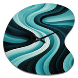 Turquoise Black Opt Art In - Asymmetric Metal Wall Clock
