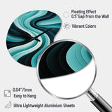 Turquoise Black Opt Art In - Asymmetric Metal Wall Clock