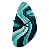 Turquoise Black Opt Art In - Asymmetric Metal Wall Clock