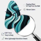 Turquoise Black Opt Art In - Asymmetric Metal Wall Clock