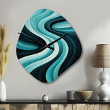 Turquoise Black Opt Art In - Asymmetric Metal Wall Clock