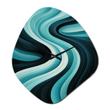 Turquoise Black Opt Art In - Asymmetric Metal Wall Clock