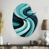 Turquoise Black Opt Art In - Asymmetric Metal Wall Clock