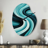 Turquoise Black Opt Art In - Asymmetric Metal Wall Clock