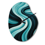 Turquoise Black Opt Art In - Asymmetric Metal Wall Clock