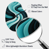 Turquoise Black Opt Art In - Asymmetric Metal Wall Clock