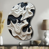 Black White Opt Art Rhythmic Pulses I - Asymmetric Metal Wall Clock