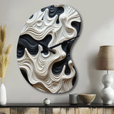 Black White Opt Art Rhythmic Pulses I - Asymmetric Metal Wall Clock