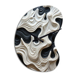 Black White Opt Art Rhythmic Pulses I - Asymmetric Metal Wall Clock