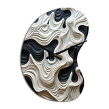 Black White Opt Art Rhythmic Pulses I - Asymmetric Metal Wall Clock