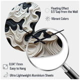 Black White Opt Art Rhythmic Pulses I - Asymmetric Metal Wall Clock