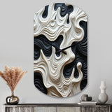 Black White Opt Art Rhythmic Pulses I - Asymmetric Metal Wall Clock