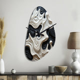 Black White Opt Art Rhythmic Pulses I - Asymmetric Metal Wall Clock