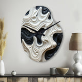Black White Opt Art Rhythmic Pulses I - Asymmetric Metal Wall Clock