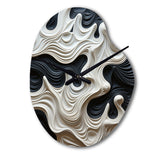 Black White Opt Art Rhythmic Pulses I - Asymmetric Metal Wall Clock