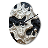 Black White Opt Art Rhythmic Pulses I - Asymmetric Metal Wall Clock