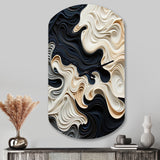 Black White Opt Art Rhythmic Pulses II - Asymmetric Metal Wall Clock